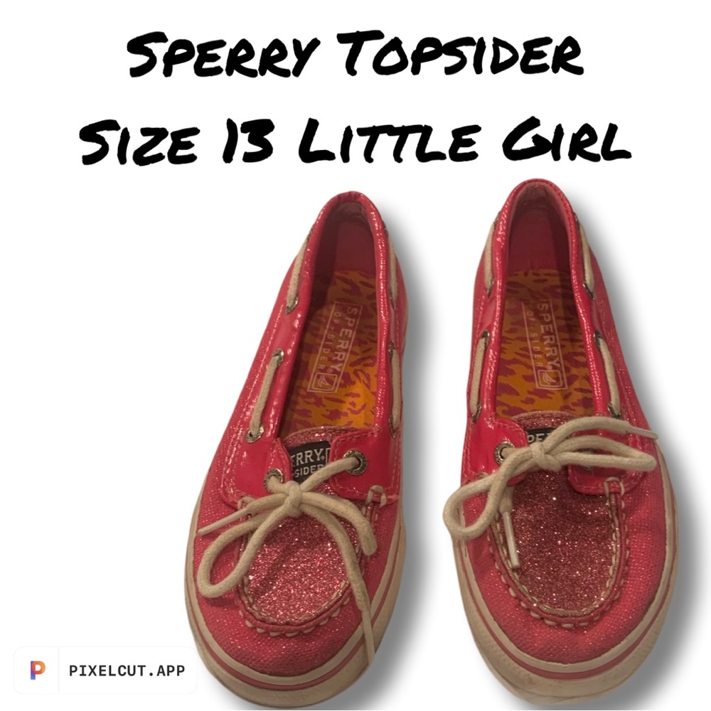 Sperry Topsider Pink Glitter Girls Boat Shoes 13M
